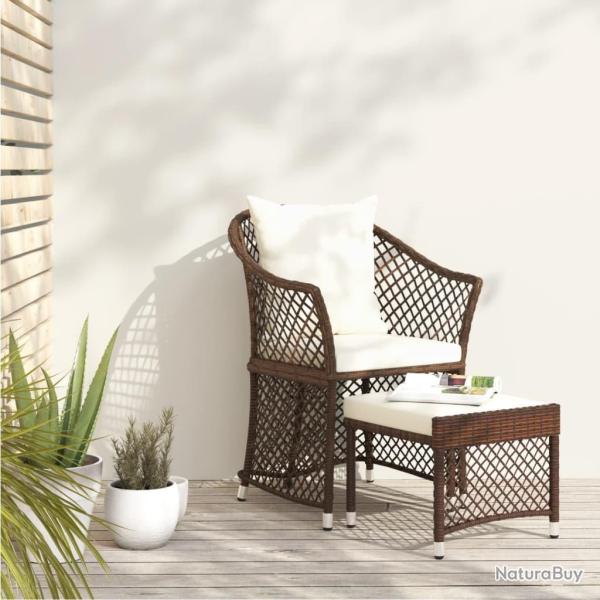 Salon de jardin 2 pcs avec coussins Marron R�sine tress�e alsavelo
