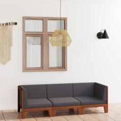 Salon de jardin 3 pcs avec coussins Bois d'acacia solide alsavelo