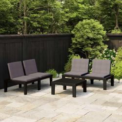 Salon de jardin 3 pcs avec coussins Plastique Gris alsavelo