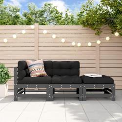 Salon de jardin 3 pcs avec coussins gris bois massif alsavelo