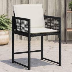 Chaises de jardin lot de 4 avec coussins noir r&eacute;sine tress&eacute;e