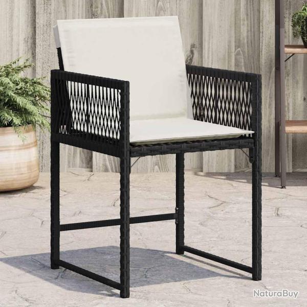 Chaises de jardin lot de 4 avec coussins noir r�sine tress�e