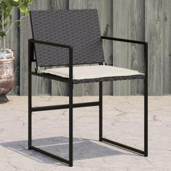 Chaises de jardin lot de 4 avec coussins noir r&eacute;sine tress&eacute;e