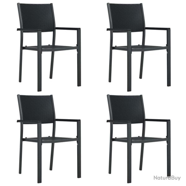 Chaises de jardin lot de 4 Noir Plastique Aspect de rotin alsavelo