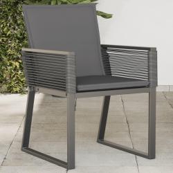 Chaises de jardin lot de 4 avec coussins noir r&eacute;sine tress&eacute;e