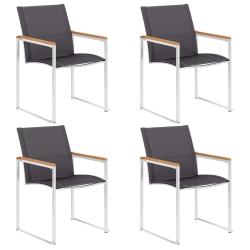 Chaises de jardin lot de 4 Textil&egrave;ne et acier inoxydable Gris