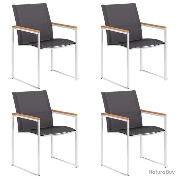 Chaises de jardin lot de 4 Textil�ne et acier inoxydable Gris