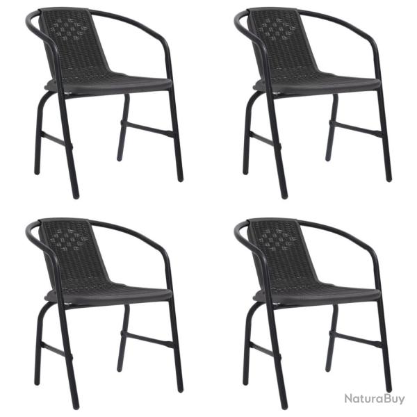 Chaises de jardin lot de 4 Rotin plastique et acier 110 kg alsavelo
