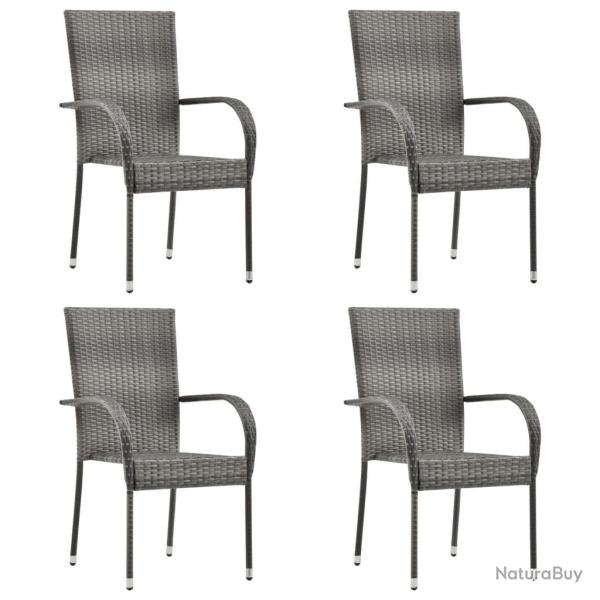 Chaises empilables d'ext�rieur lot de 4 Gris R�sine tress�e