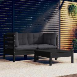 Salon de jardin 3 pcs avec coussins anthracite bois de pin alsavelo