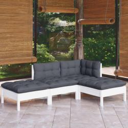 Salon de jardin 4 pcs avec coussins bois de pin massif alsavelo