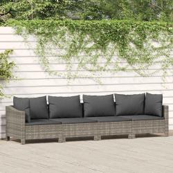 Salon de jardin 4 pcs avec coussins Gris R&eacute;sine tress&eacute;e