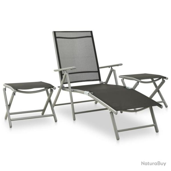 Salon de jardin 3 pcs textil�ne et aluminium argent�