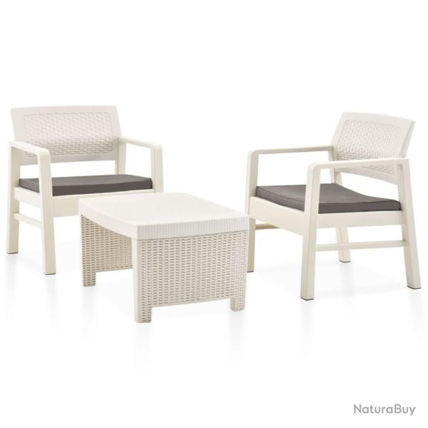 Salon de jardin 3 pcs Plastique Blanc alsavelo