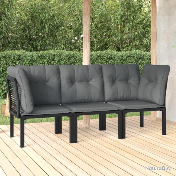 Salon de jardin 3 pcs noir et gris r�sine tress�e