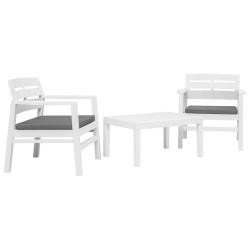 Salon de jardin 3 pcs Plastique Blanc alsavelo