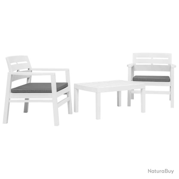Salon de jardin 3 pcs Plastique Blanc alsavelo
