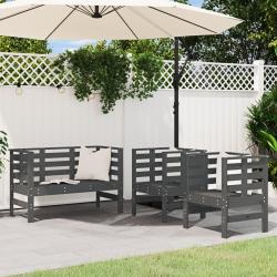 Salon de jardin 3 pcs gris bois massif de pin alsavelo
