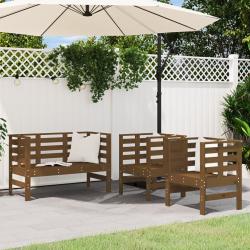 Salon de jardin 3 pcs marron miel bois de pin massif alsavelo