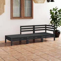 Salon de jardin 3 pcs Noir Bois de pin massif alsavelo