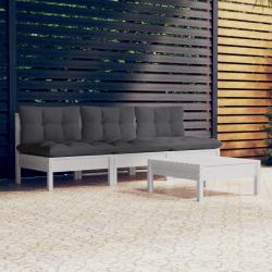 Salon de jardin 4 pcs avec coussins anthracite Bois de pin