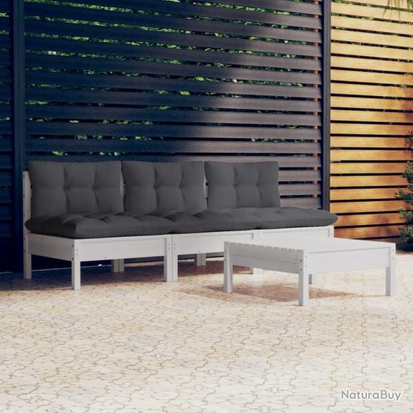 Salon de jardin 4 pcs avec coussins anthracite Bois de pin alsavelo