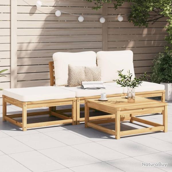 Salon de jardin 4 pcs avec coussins Bois d'acacia solide