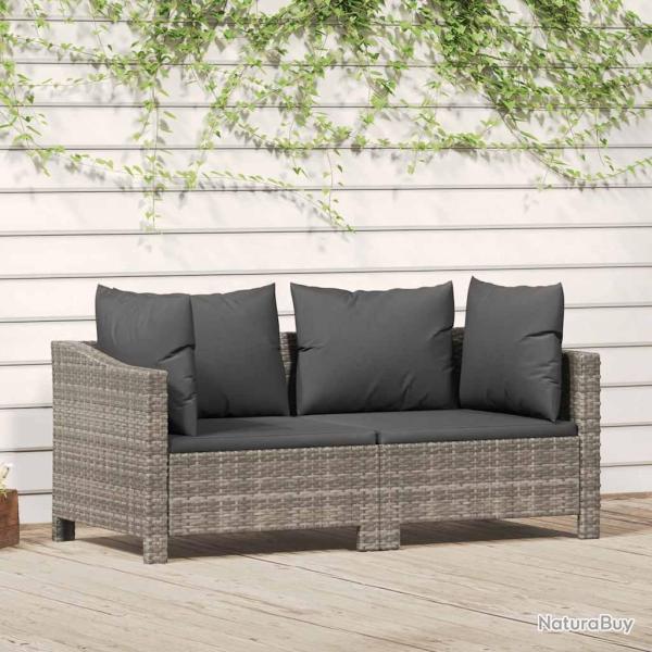 Salon de jardin 2 pcs avec coussins Gris R�sine tress�e