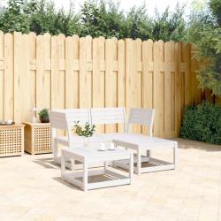 Salon de jardin 3 pcs blanc bois de pin massif alsavelo