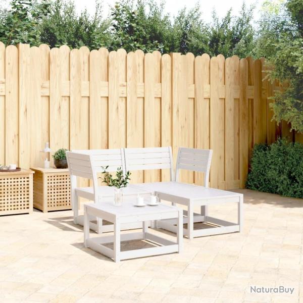 Salon de jardin 3 pcs blanc bois de pin massif alsavelo