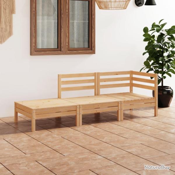 Salon de jardin 3 pcs Bois de pin massif alsavelo