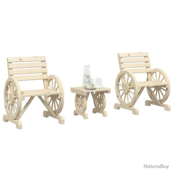 Salon de jardin 3 pcs bois de sapin massif alsavelo