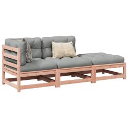 Salon de jardin 3 pcs et coussins bois massif sapin de douglas alsavelo