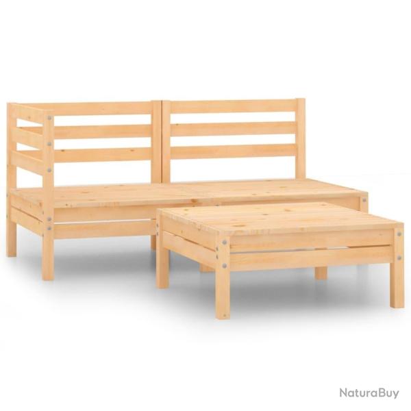 Salon de jardin 3 pcs bois massif de pin alsavelo