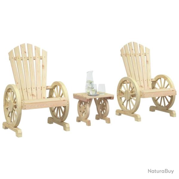 Salon de jardin 3 pcs bois de sapin massif alsavelo