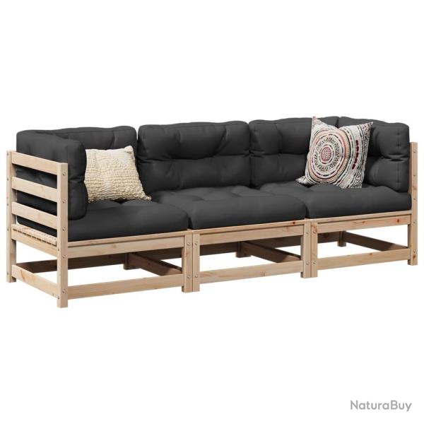 Salon de jardin 3 pcs bois de pin massif alsavelo