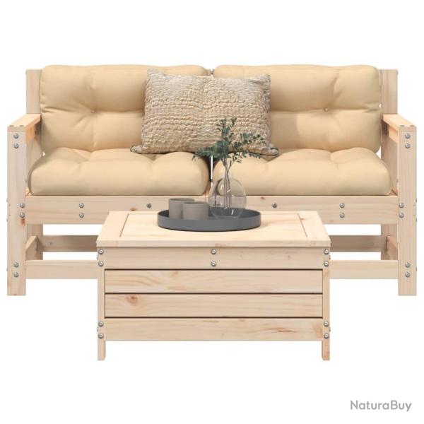 Salon de jardin 3 pcs bois de pin massif alsavelo
