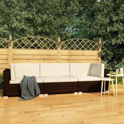 Salon de jardin 3 pcs avec coussins R&eacute;sine tress&eacute;e Marron