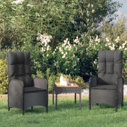 Salon de jardin 3 pcs avec coussins Noir R&eacute;sine tress&eacute;e
