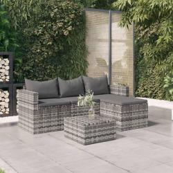 Salon de jardin 3 pcs avec coussins Gris R&eacute;sine tress&eacute;e