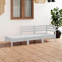 Salon de jardin 3 pcs Blanc Bois de pin massif alsavelo