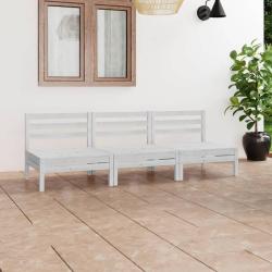 Salon de jardin 3 pcs Blanc Bois de pin massif