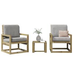 Salon de jardin 3 pcs bois de pin impr&eacute;gn&eacute; alsavelo