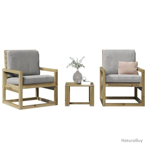 Salon de jardin 3 pcs bois de pin impr�gn� alsavelo