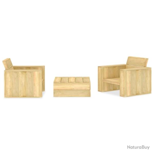 Salon de jardin 3 pcs Bois de pin impr�gn� alsavelo