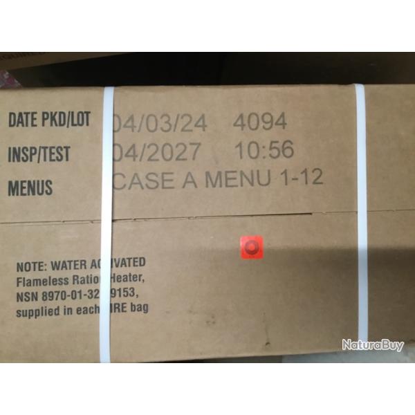 12 Rations de Combat amricaine MRE USA DLC 04/2027