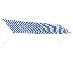 Auvent r&eacute;tractable 400x150 cm Bleu et blanc