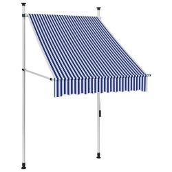 Auvent r&eacute;tractable manuel 100 cm Rayures bleues et blanches