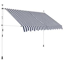Auvent r&eacute;tractable manuel 250 cm Rayures bleues et blanches