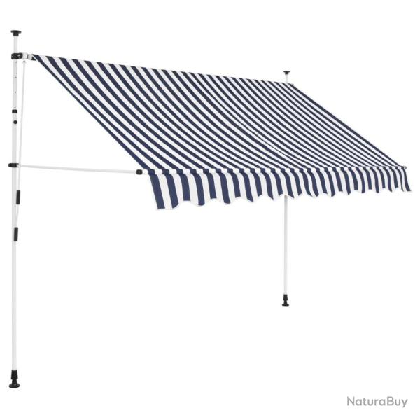 Auvent r�tractable manuel 250 cm Rayures bleues et blanches